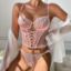 Picture of Elegant Pink Lace Corset & Thong Set with Heart Accents